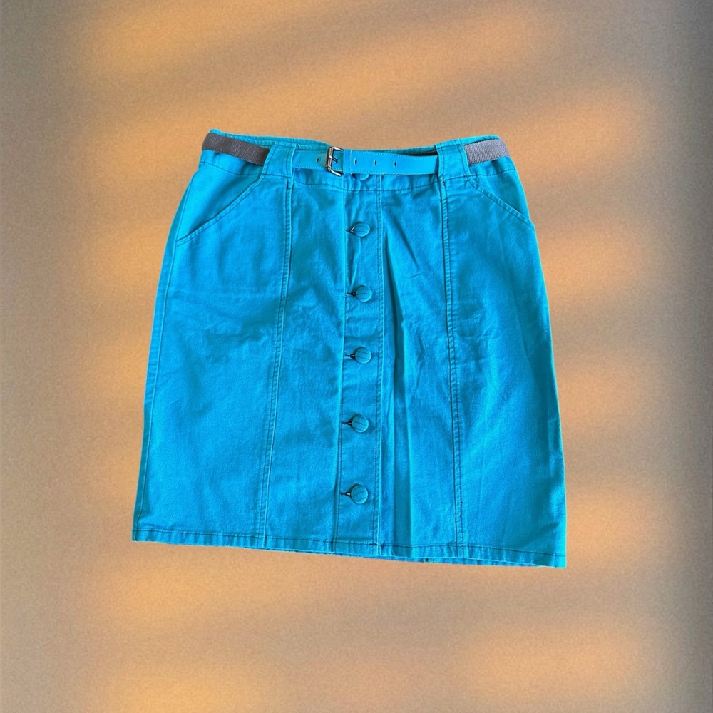 Proenza Schouler Turquoise Button-Front Mini Skirt